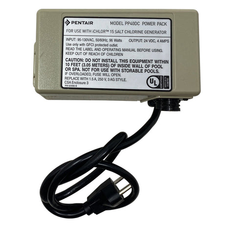Pentair iChlor 15 salt chlorine generator power pack with attached power cord