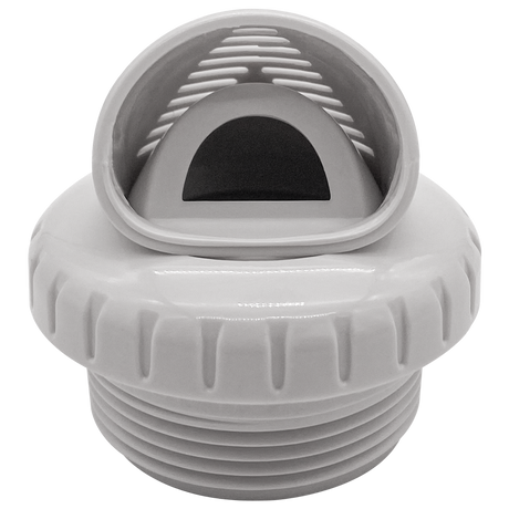 White plastic Venturi V-fitting with threaded base and slotted top opening