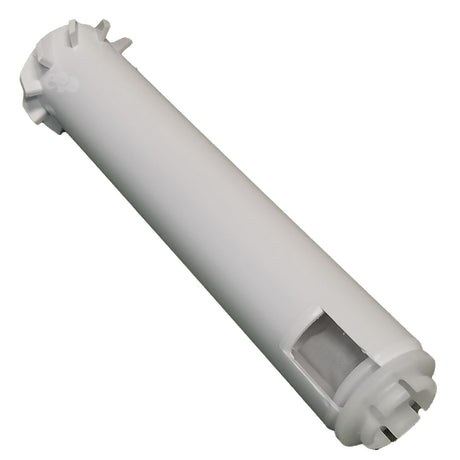 White Polaris pool cleaner filter connector tube with end caps and side window