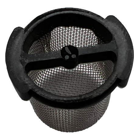 Polaris pool cleaner replacement filter screen with black plastic cap and mesh strainer