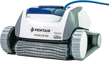 Pentair Prowler 910 robotic above ground pool cleaner with blue cable and treaded cleaning rollers