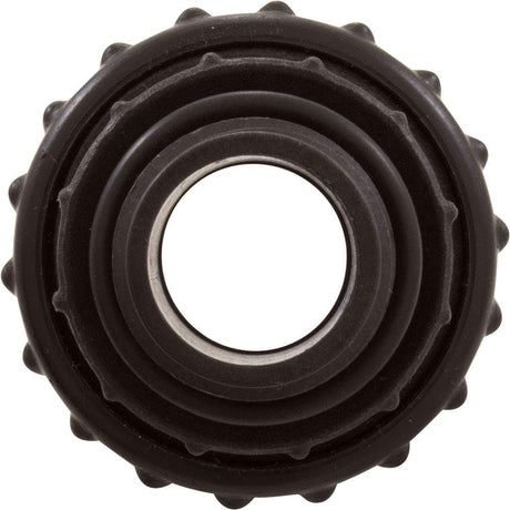 Black high-temp self-sealing union fitting with threaded center opening