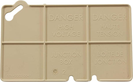 Pentair beige junction box cover kit with high voltage warning text and mounting cutouts