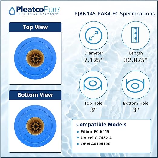 Pleatco Jandy Industries CL580, CV580 Filter Cartridge Replacement (4 Pack) | PJAN145-PAK4-EC