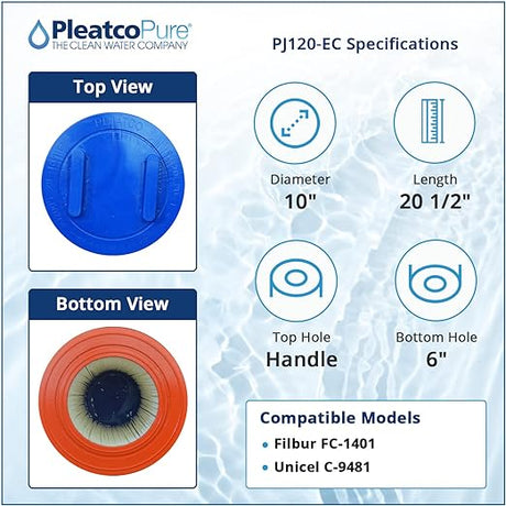 Pleatco Jacuzzi Brothers Sherlock 120 Filter Cartridge Replacement | PJ120-EC