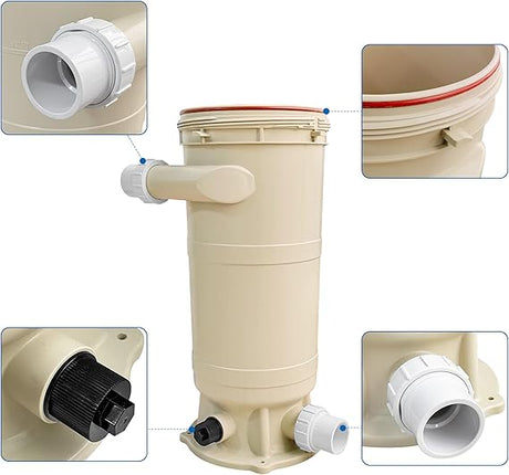 Pentair Bottom CNC replacement separator tank with fittings and lid detail views