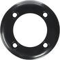 Black round face plate with center opening and four mounting holes