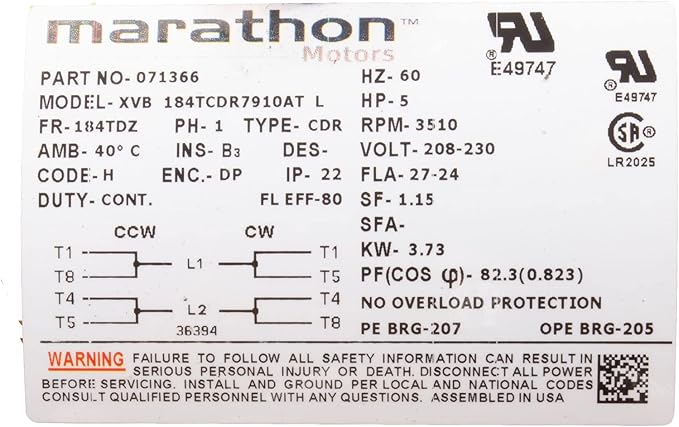 Pentair Motor Package for C Series Pump 230V 5HP || 071366S