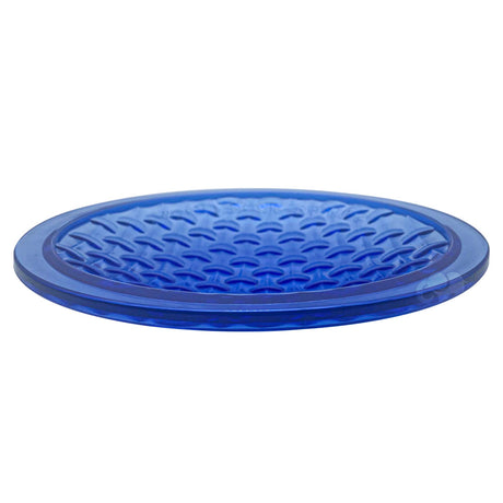 Blue tempered oval pool light lens with textured surface