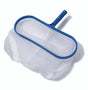 Deep bag pool leaf rake with blue frame and mesh net