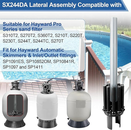 Hayward SX244DA lateral assembly compatibility graphic for Pro Series sand filters and skimmers