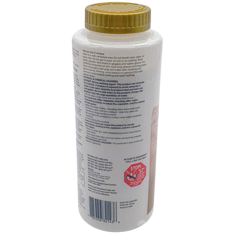 Sirona Brominating Granular 2 lb bottle with gold cap and product label seen from the back