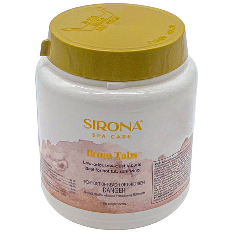 Sirona Spa Care Brom Tabs hot tub sanitizing tablets container with gold lid