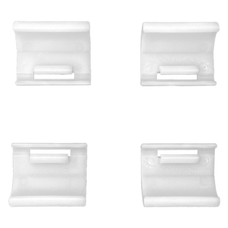 Four white Hayward Poolvergnuegen rear skirt replacement pieces laid out in a square