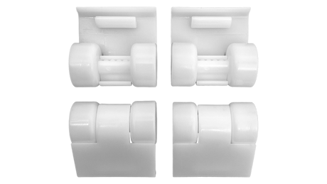 White pool cleaner front skirts with rollers, 4-pack