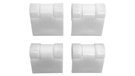 Set of four white Hayward Poolvergnuegen front skirt rollers