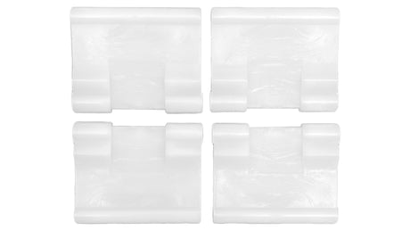 Set of four white pool cleaner skirt brackets