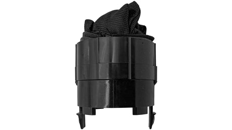 Black Polaris all-purpose zipper bag with folded strap material inside