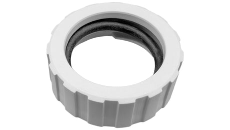 White Polaris Vac-Sweep 360 hose nut with black gasket seal