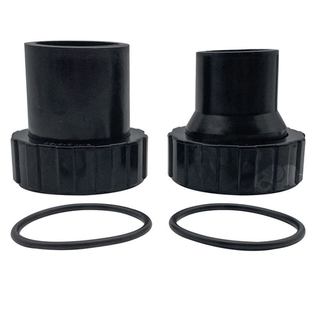 Black Pentair bulkhead union set with two fittings and O-rings