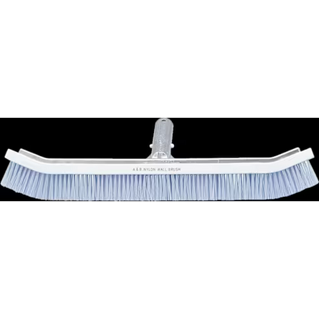 A&B 18-inch curved wall brush with blue nylon bristles and threaded handle connector