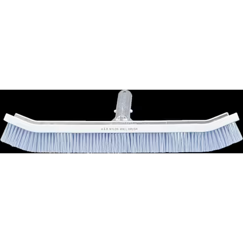 A&B 18-inch curved wall brush with blue nylon bristles and threaded handle connector