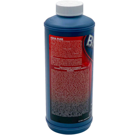 Bio-Dex Aqua Pure Algaecide, 1 quart (32 fl oz) bottle, side label view; follow the complete current container label.