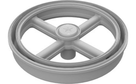 Gray 20-inch open circle drain grate for concrete pools and spas
