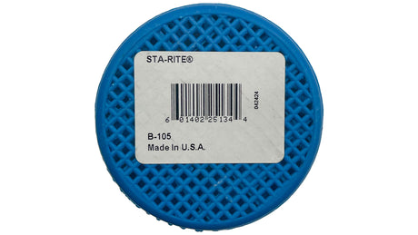 Blue Sta-Rite 4-inch pump basket with product label and barcode