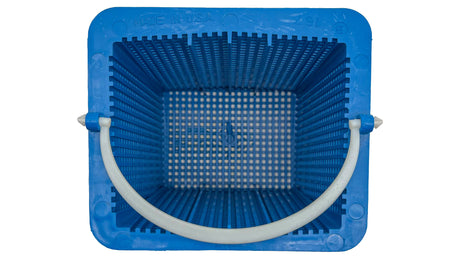 Blue replacement pool pump strainer basket with white handle