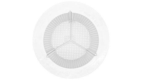White Aladdin B-37 pool skimmer basket with perforated sides and bottom
