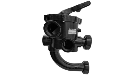Jandy 2-inch side mount multi-port valve with unions for DEV and JS series filters, black pool filter valve