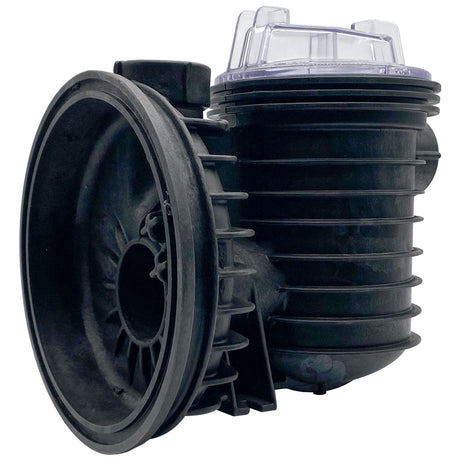 Pentair tank body assembly with clear lid and black ribbed housing