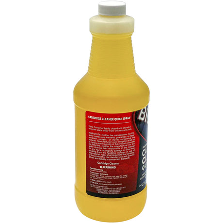 Bio-Dex Cartridge Cleaner Quick Spray quart bottle with yellow liquid and red label