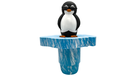Oreq Chillin Charlie penguin chlorinator with blue ice-style base and sunglasses