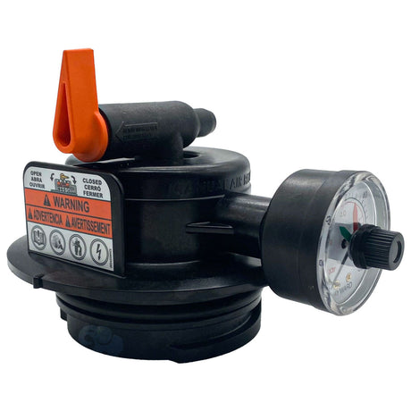 Hayward pool filter manual air relief assembly with pressure gauge and orange handle