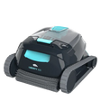 Dolphin LIBERTY 300 cordless robotic pool cleaner with black and turquoise design, shown on a white background