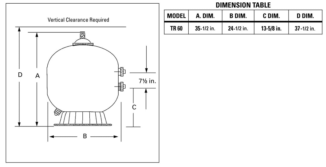 Pentair Triton II Side Mount Filter TR60 diagram