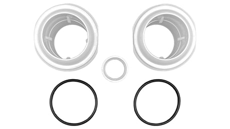 Pentair Clean & Clear cartridge filter replacement parts kit with two white end caps, center ring, and two black O-rings