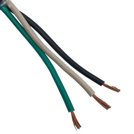 Three-wire electrical cable with green, white, and black conductors for spa light installation