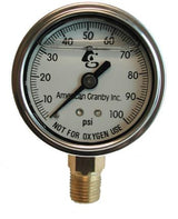 Liquid Pressure Gauge, Stainless Steel, 60 PSI, 2" Dial, 1/4" Lower Mount, No Lead | EILPG602-4LSSNL