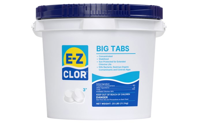 E-Z Clor 25 lb 3" 8 oz Big Tabs Sanitizer Unwrapped Pail | EZC-50-3524