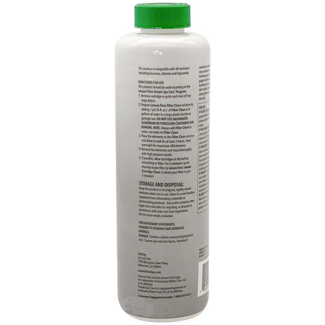 Leisure Time Filter Clean spa filter cleaning solution bottle with green cap