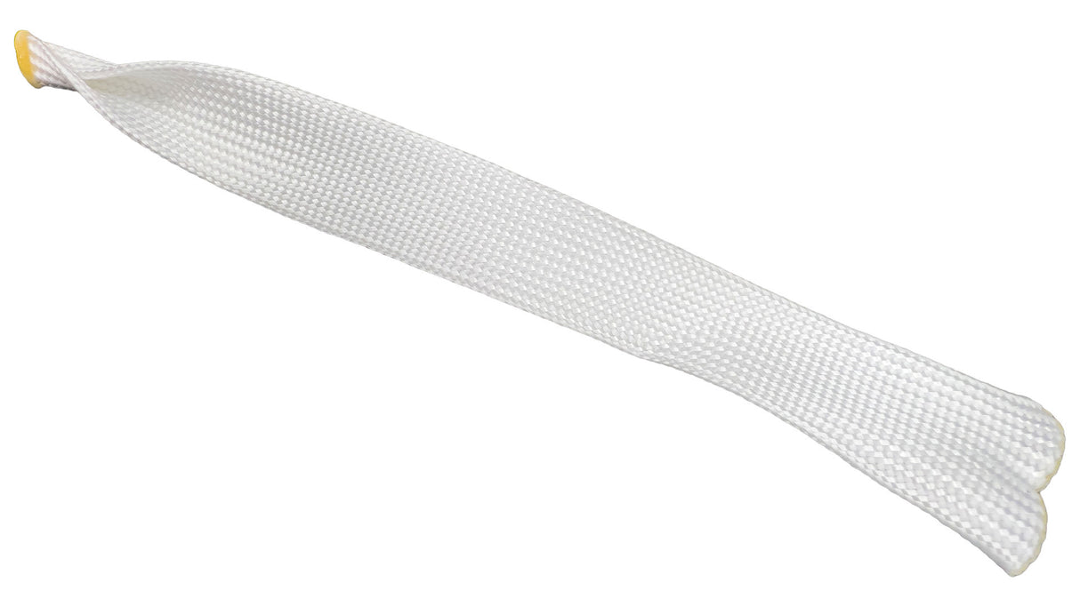 White woven flex air relief assembly with yellow ends, shown on a white background