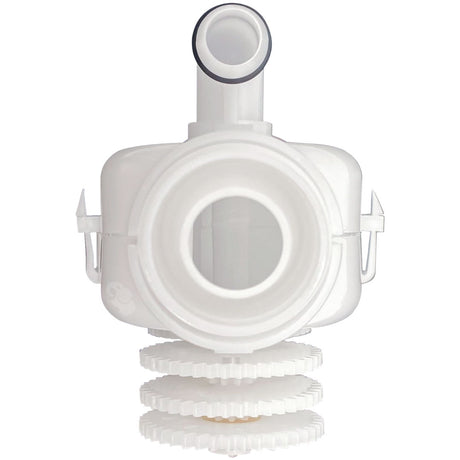 White Polaris backup valve mechanism with gear assembly for pressure pool cleaner