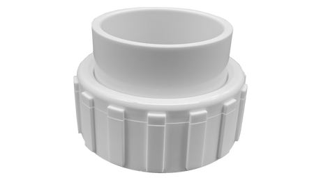 White 2-inch plastic union nut and tailpiece for Hayward salt chlorine generator