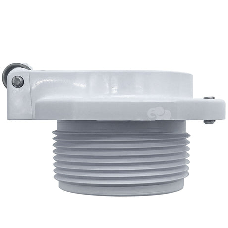 Gray Pentair Kreepy Krauly vac port fitting with threaded connection and mounting bracket