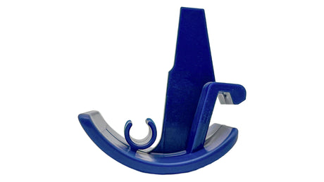 Blue Hayward TracVac buckle and latch replacement part on white background