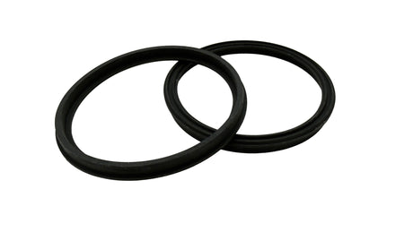 Two black rubber pump union gaskets for Hayward TriStar XL connector kit