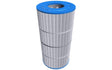 Hayward StarClear Plus replacement cartridge filter element with blue end caps and pleated white filtration media.